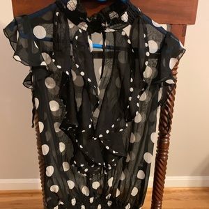 Black and white see-through blouse